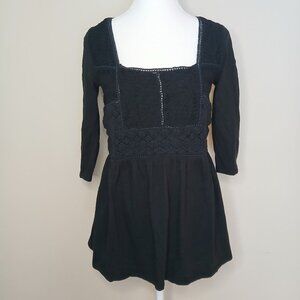 Anthropologie Meadow Rue Nosara Lace Tee Black Size Small